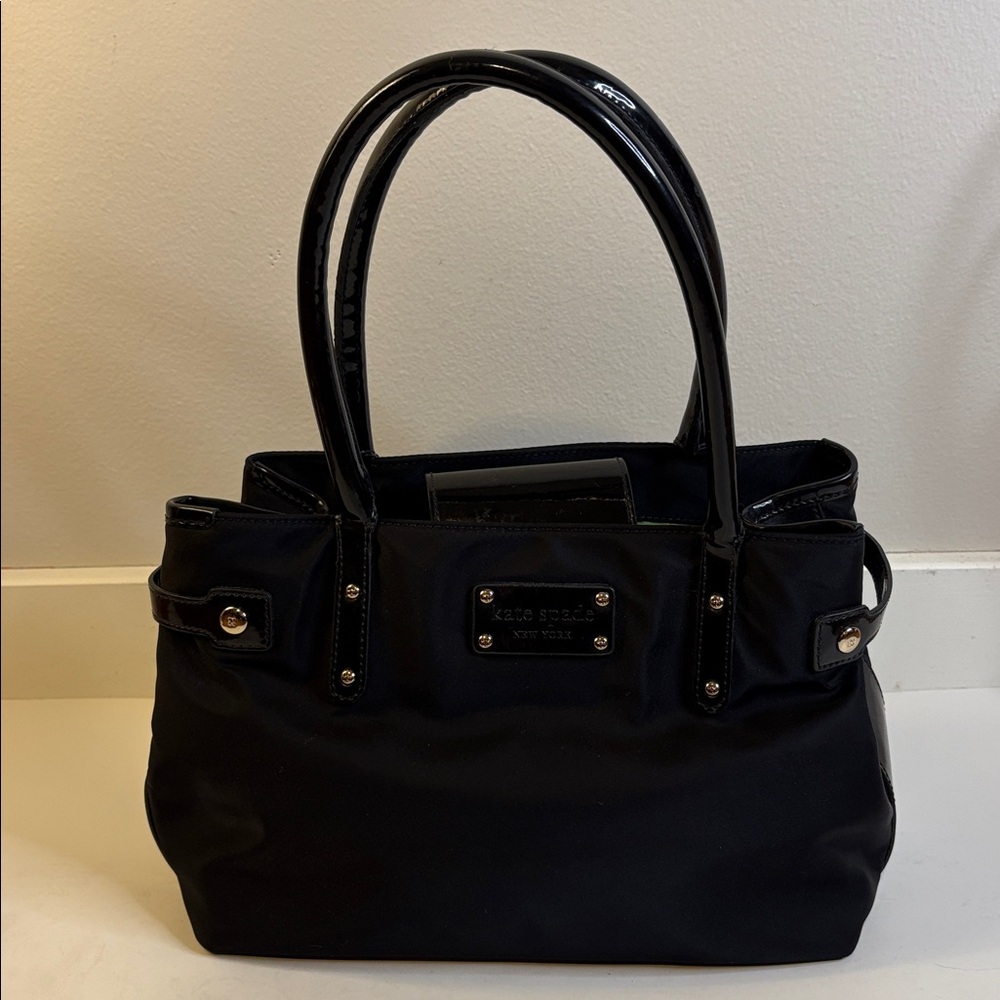 Kate Spade shoulder bag nylon black with patent leather shoulder bag 90s to Y2K